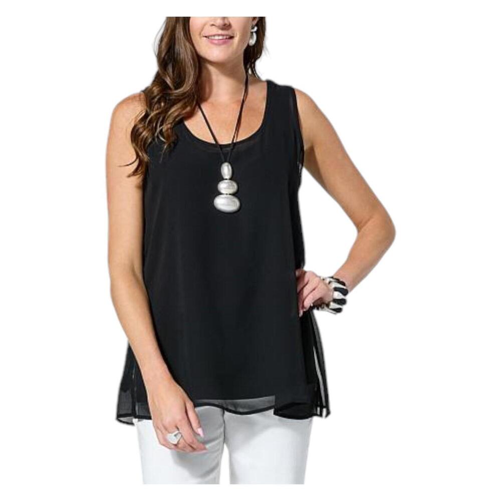 WynneLayers Chiffon Tank Top Black - Regular